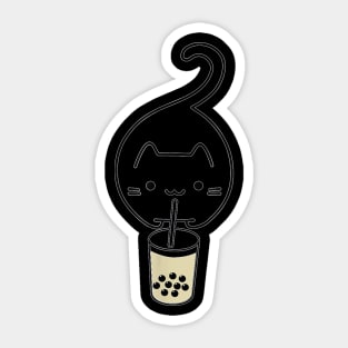 Cat Jumping Drinking Boba Milk Ea Sticker